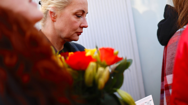 Yulia Navalnaya votes at the Russian Embassy in Berlin